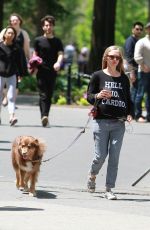 AMANDA SEYFRIED Out for a Walk with Her Dog Finn in New York 05/23/2015