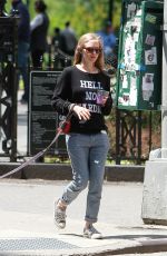 AMANDA SEYFRIED Out for a Walk with Her Dog Finn in New York 05/23/2015