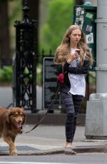AMANDA SEYFRIED Out with Her Dog Finn in New York 05/18/2015