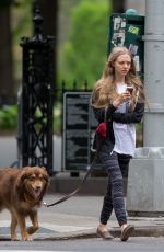 AMANDA SEYFRIED Out with Her Dog Finn in New York 05/18/2015