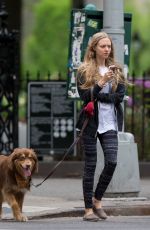 AMANDA SEYFRIED Out with Her Dog Finn in New York 05/18/2015