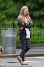 AMANDA SEYFRIED Out with Her Dog Finn in New York 05/18/2015