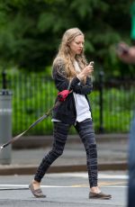 AMANDA SEYFRIED Out with Her Dog Finn in New York 05/18/2015