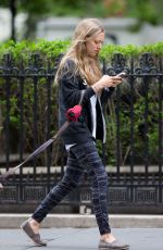 AMANDA SEYFRIED Out with Her Dog Finn in New York 05/18/2015