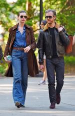 ANNE HATHAWAY and Adam Shulman Out and About in New York 05/23/2015