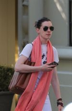ANNE HATHAWAY heading to a Theatre in New York 05/07/2015