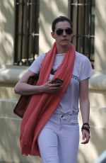 ANNE HATHAWAY heading to a Theatre in New York 05/07/2015