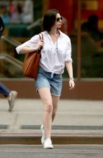 ANNE HATHAWAY in Jeans Shorts Out in New York 05/05/2015