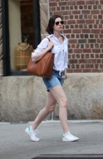 ANNE HATHAWAY in Jeans Shorts Out in New York 05/05/2015
