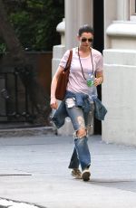 ANNE HATHAWAY in Ripped Jeans Out and About in Manhattan 05/08/2015