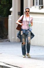 ANNE HATHAWAY in Ripped Jeans Out and About in Manhattan 05/08/2015