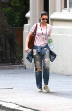 ANNE HATHAWAY in Ripped Jeans Out and About in Manhattan 05/08/2015