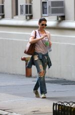 ANNE HATHAWAY in Ripped Jeans Out and About in Manhattan 05/08/2015