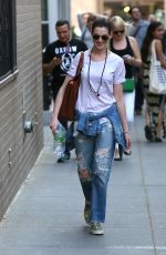 ANNE HATHAWAY in Ripped Jeans Out and About in Manhattan 05/08/2015