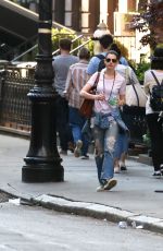 ANNE HATHAWAY in Ripped Jeans Out and About in Manhattan 05/08/2015
