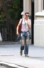 ANNE HATHAWAY in Ripped Jeans Out and About in Manhattan 05/08/2015