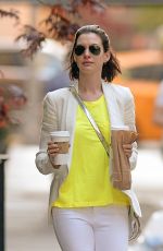 ANNE HATHAWAY Out for Morning Coffee Run in New York 05/03/2015