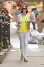 ANNE HATHAWAY Out for Morning Coffee Run in New York 05/03/2015