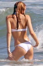 BELLA THORNE in White Bikini at a Beach