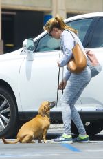 CAT DEELEY Walks Her Dog Out in Beverly Hills 05/26/2015