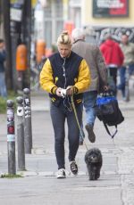 CLAIRE DANES Walks Her Dog Out in Berlin 05/27/2015