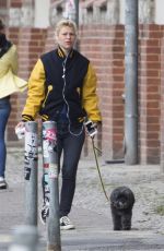 CLAIRE DANES Walks Her Dog Out in Berlin 05/27/2015