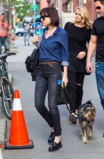 DAKOTA JOHNSON Walks Her Dog Out in New York 05/15/2015