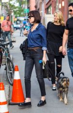 DAKOTA JOHNSON Walks Her Dog Out in New York 05/15/2015