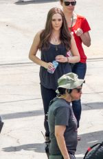 ELIZABETH OLSEN on the Set of Captain America: Civil War in Atlanta