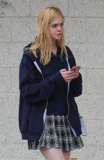 ELLE FANNING in Plaid Skirt Out and About in Studio City