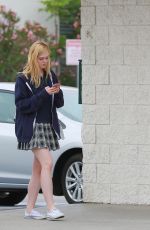 ELLE FANNING in Plaid Skirt Out and About in Studio City