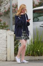ELLE FANNING in Plaid Skirt Out and About in Studio City