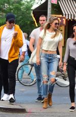 GIGI HADID in Ripped Jeans Out in New York 05/27/2015