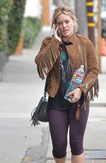 HILARY DUFF in Leggings Out and About in West Hollywood 05/07/2015