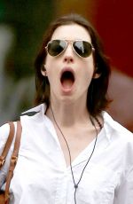 ANNE HATHAWAY in Jeans Shorts Out in New York 05/05/2015