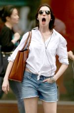 ANNE HATHAWAY in Jeans Shorts Out in New York 05/05/2015