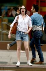 ANNE HATHAWAY in Jeans Shorts Out in New York 05/05/2015