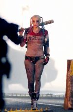 MARGOT ROBBIE on the Set of Suicide Squad 05/10/2015