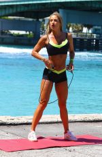 JENNIFER NICOLE LEE Workout on the Beach in Miami 05//24/2015