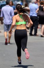 JESSICA LOWNDES in Tank Top and Leggings Jogging in Cannes