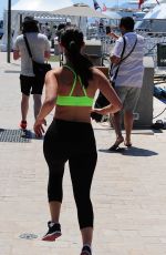 JESSICA LOWNDES in Tank Top and Leggings Jogging in Cannes