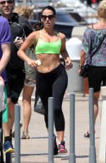 JESSICA LOWNDES in Tank Top and Leggings Jogging in Cannes