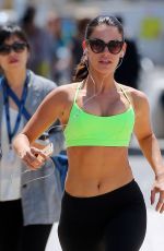 JESSICA LOWNDES in Tank Top and Leggings Jogging in Cannes