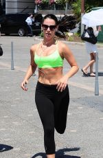 JESSICA LOWNDES in Tank Top and Leggings Jogging in Cannes