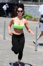 JESSICA LOWNDES in Tank Top and Leggings Jogging in Cannes