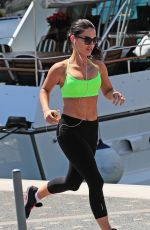 JESSICA LOWNDES in Tank Top and Leggings Jogging in Cannes