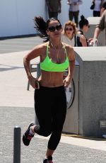 JESSICA LOWNDES in Tank Top and Leggings Jogging in Cannes