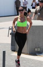 JESSICA LOWNDES in Tank Top and Leggings Jogging in Cannes
