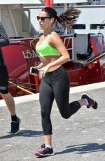 JESSICA LOWNDES in Tank Top and Leggings Jogging in Cannes