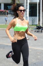 JESSICA LOWNDES in Tank Top and Leggings Jogging in Cannes